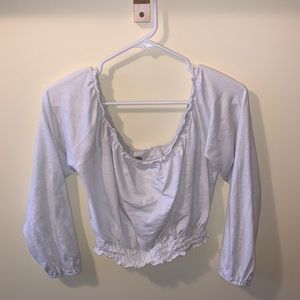 Me to We Cropped Long-Sleeve Off-The-Shoulder Top